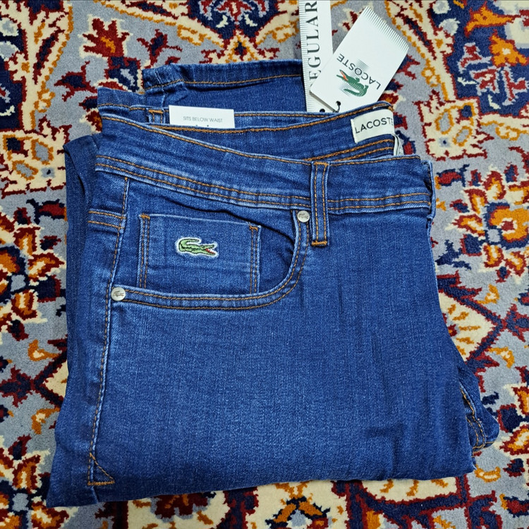شلوار جین راسته اورجینال برند لاگوست lacoste jeans / آبی تیره / ضمانت کیفیت / سایز ۳۸ الا ۵۰