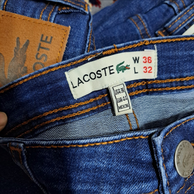 شلوار جین راسته اورجینال برند لاگوست lacoste jeans / آبی تیره / ضمانت کیفیت / سایز ۳۸ الا ۵۰