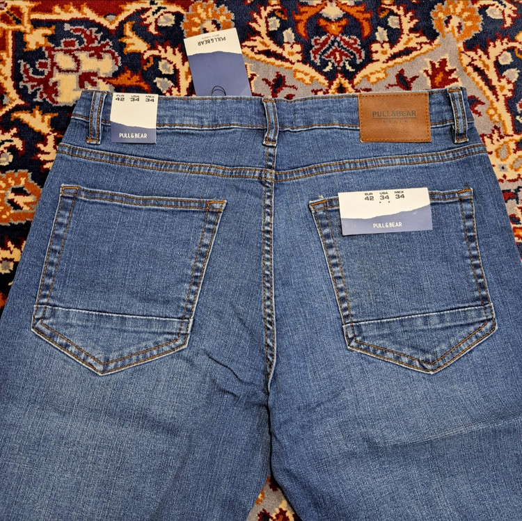 شلوار جین اورجینال برند پول اند بیر pull&bear jeans / آبی میانه / ضمانت کیفیت / سایز ۳۸ الا ۵۰